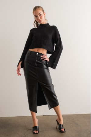 PS17473<br/>Lilliana Faux Leather Maxi Skirt