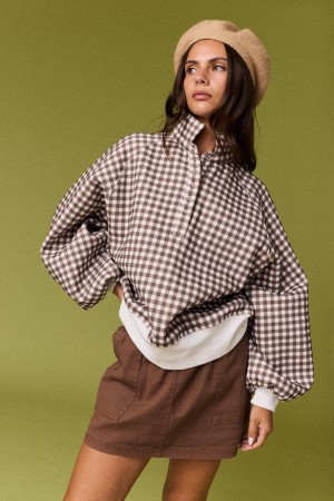 PT16060-11<br/>CHECKERED PIPER SNAP BUTTON SWEATER