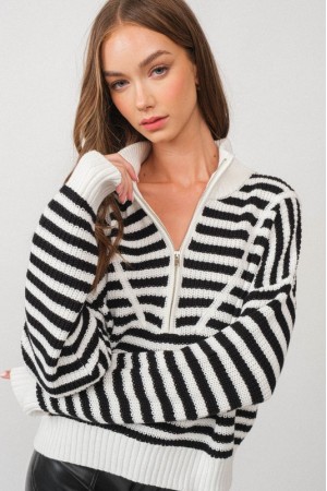 PT17818<br/>Melody Half-Zip Stripe Sweater